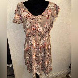 Nostalgia Beige Floral Dress